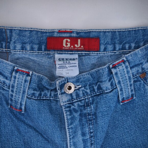 Guess Jeans Mens Jean Shorts 34 Vintage 90s Carpenter 12" Inseam 100% Cotton USA - Picture 4 of 8